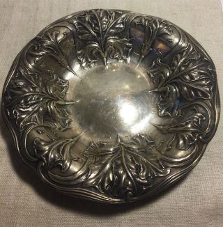 Alvin Antique Art Nouveau Sterling Silver Floral Flower Bowl