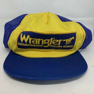 Vintage Wrangler Patch Snapback Trucker Hat Cap 80s Usa Vtg Mesh