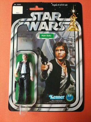 Vintage Star Wars Han Solo Action Figure 1977 12 - Back Clear Bubble Kenner