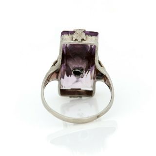 Antique Vintage Art Deco 14k White Gold Rose de France Amethyst Band Ring S 5.  75 4