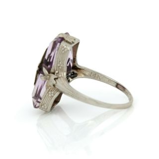 Antique Vintage Art Deco 14k White Gold Rose de France Amethyst Band Ring S 5.  75 5