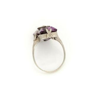 Antique Vintage Art Deco 14k White Gold Rose de France Amethyst Band Ring S 5.  75 6