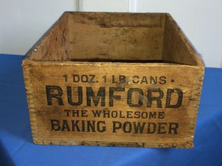 Rumford Baking Powder Wooden Crate Advertising Box Rare Dovetail Joints