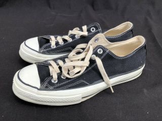 Vintage Converse Chuck Taylor Black Oxford All Star Shoes Sz 9 Deadstock 70s 2