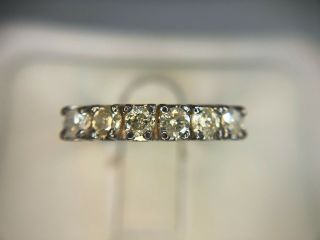 Vintage 14k White Gold Round Brilliant Diamond Wedding Band Ring