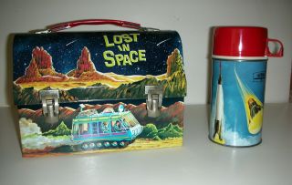 Lost In Space Vintage Metal Dome Lunch Box W/thermos 1967 Fantastic See