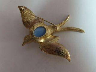 Vintage Crown TRIFARI ALFRED Philippe Blue Jelly Belly Swallow Bird Brooch 10