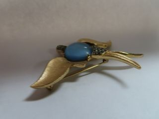 Vintage Crown TRIFARI ALFRED Philippe Blue Jelly Belly Swallow Bird Brooch 7