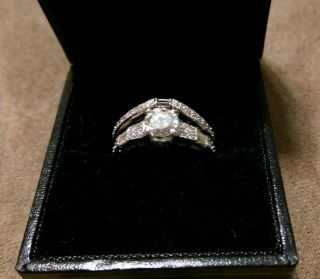 Over 1.  25 Tcw Vintage Diamond Engagement Wedding Ring Set 14k White Gold