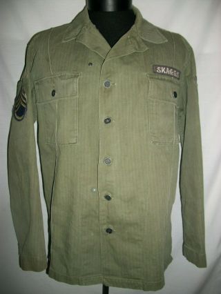 Herringbone Twill Hbt Shirt Size 36r W/ Sleeve Pockets 25th Infantry Ssgt Good