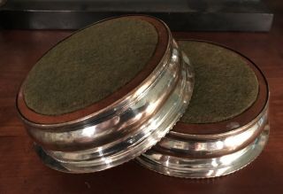Pair George III Sheffield Plate Silver on Copper Wine Bottle Decanter Coasters 8
