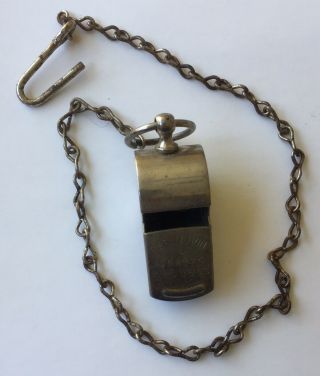 Vintage Wwii Era U.  S.  Army Regulation Solid Brass Whistle With Chain