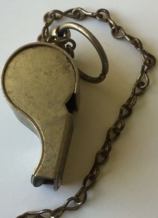 Vintage WWII Era U.  S.  Army Regulation Solid Brass Whistle With Chain 6