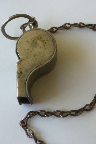 Vintage WWII Era U.  S.  Army Regulation Solid Brass Whistle With Chain 8