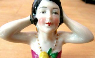Antique German Porcelain Half Doll Glamorous Lady 2