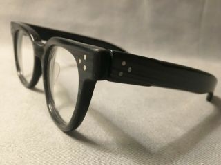 Vtg BLACK 5 3/4 Horn Rim Wayfarer Style Sunglasses Steampunk Eyeglasses Rx Lens 2