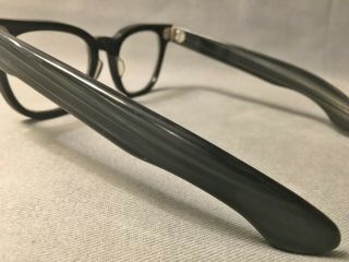Vtg BLACK 5 3/4 Horn Rim Wayfarer Style Sunglasses Steampunk Eyeglasses Rx Lens 3