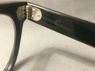 Vtg BLACK 5 3/4 Horn Rim Wayfarer Style Sunglasses Steampunk Eyeglasses Rx Lens 4