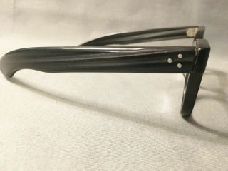 Vtg BLACK 5 3/4 Horn Rim Wayfarer Style Sunglasses Steampunk Eyeglasses Rx Lens 6
