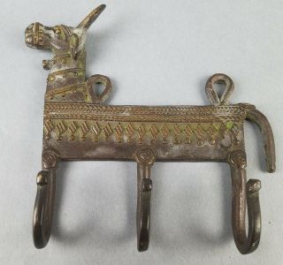 Antique Style Bronze Metal Hindu Nandi Cow Ox Coat Hangar Key Hangar Rustic
