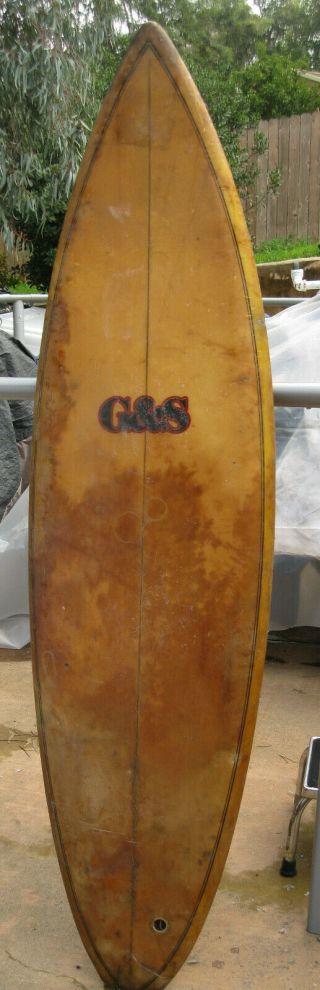 surfboard G & S Vintage Surf Board Vintage Yellow Color Single Fin Classic 3