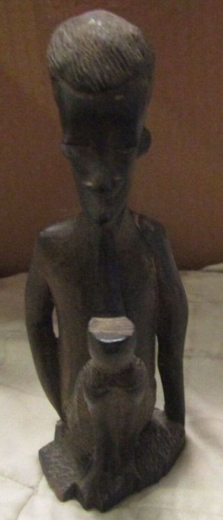 Rare Wooden Statue Of African Man Smoking A Pipe Art Figurine / Statue 6 1/2 Ta