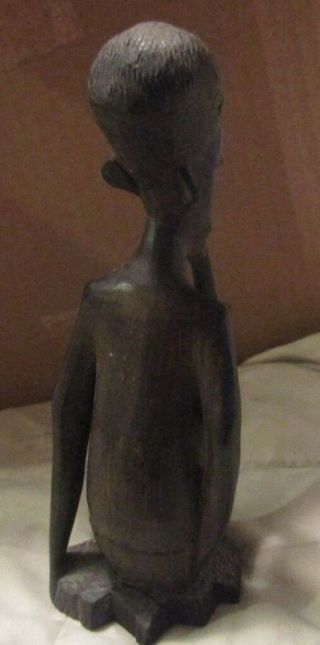 RARE WOODEN STATUE OF AFRICAN MAN SMOKING A PIPE ART FIGURINE / STATUE 6 1/2 TA 3