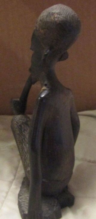 RARE WOODEN STATUE OF AFRICAN MAN SMOKING A PIPE ART FIGURINE / STATUE 6 1/2 TA 4