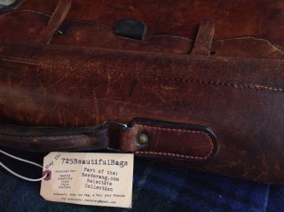 VINTAGE RARE 1930 ' s DISTRESSED SADDLE LEATHER BRIEFCASE MAIL BAG FRANCE R$2298 12