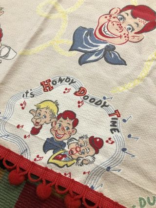 Vintage 1950s Howdy Doody 4 Piece Curtains Set Barkcloth Fabric Dilly Dally 4