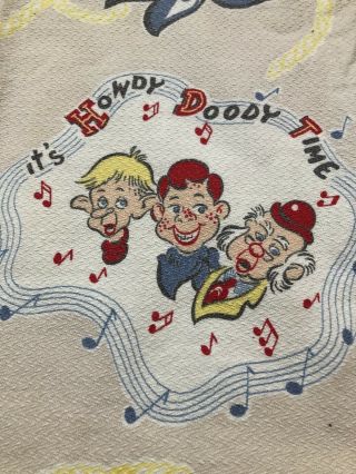 Vintage 1950s Howdy Doody 4 Piece Curtains Set Barkcloth Fabric Dilly Dally 5