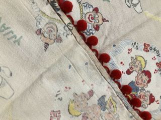 Vintage 1950s Howdy Doody 4 Piece Curtains Set Barkcloth Fabric Dilly Dally 6