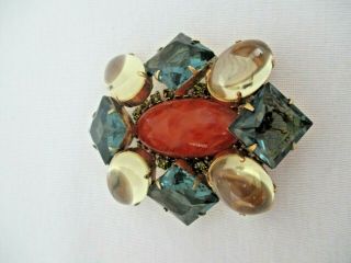 Schreiner Vintage Unsigned Brooch and Earrings 4