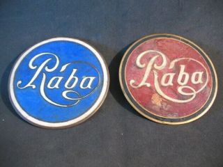 2 Extremely Rare Rába Radiator Emblem Circa 1925 Old - Timer Red Is Very