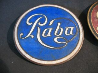 2 Extremely rare Rába radiator emblem circa 1925 Old - Timer Red is very 2