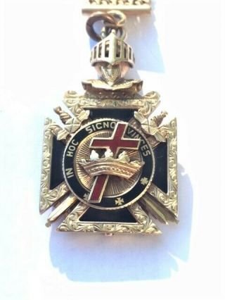 Antique 33rd Degree 14k Gold Masonic Scottish Rite Knights Eagle Watch Fob 1900s