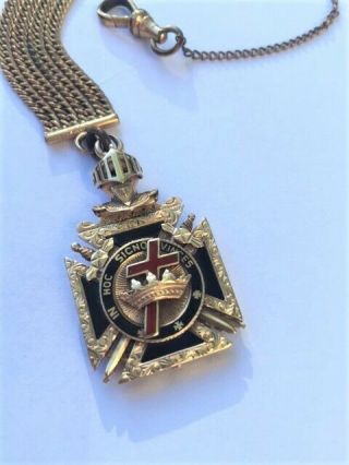Antique 33rd Degree 14K Gold Masonic Scottish Rite Knights Eagle Watch Fob 1900s 2
