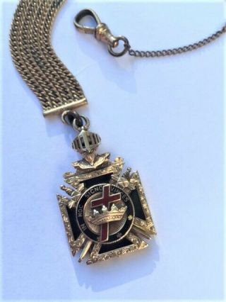 Antique 33rd Degree 14K Gold Masonic Scottish Rite Knights Eagle Watch Fob 1900s 3