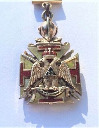 Antique 33rd Degree 14K Gold Masonic Scottish Rite Knights Eagle Watch Fob 1900s 4