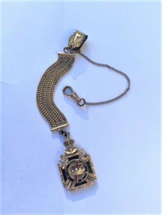 Antique 33rd Degree 14K Gold Masonic Scottish Rite Knights Eagle Watch Fob 1900s 7