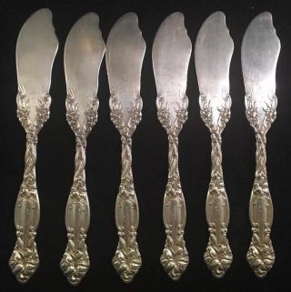 Set Of 6 Frontenac Sterling Silver Flat Butter Knifes By International