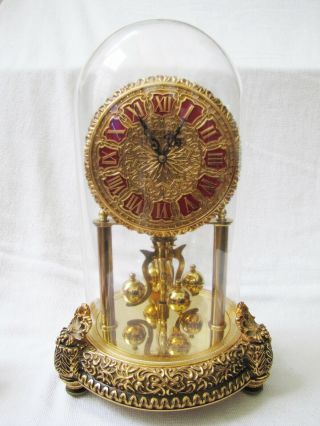 Vintage German Kern Anniversary Clock.  Fancy Brass Case.