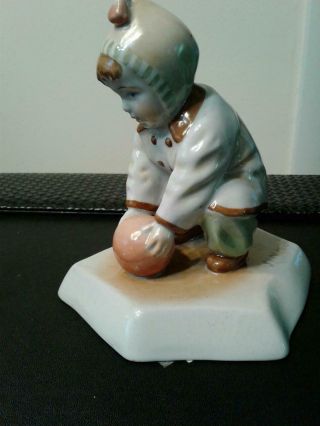 Zsolnay Figurine Year 1862 Toddler Reaching Out To A Basketball