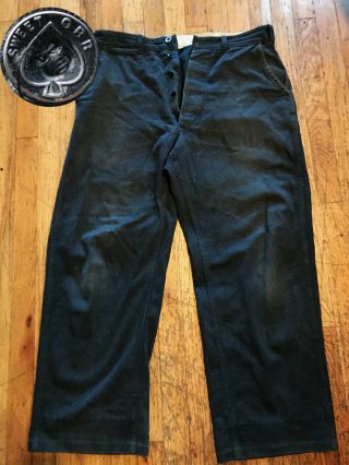 1930s 40s Sweet Orr Ace Of Spades Salt & Pepper Work Pants Jeans Rare Denim
