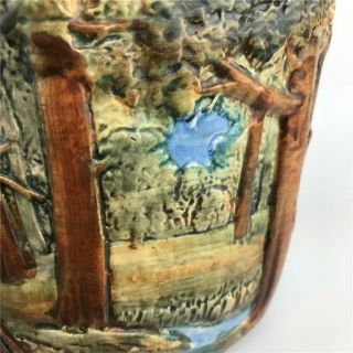 Antique WELLER POTTERY Forest Woodcraft Tree Scenic Jardiniere Pot Vase Planter 8