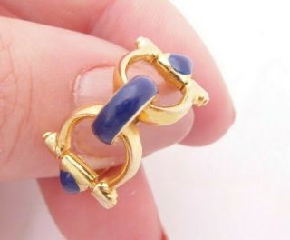 Fine 9ct/9k Gold Blue Enamel Heavy Designer Ring,  375