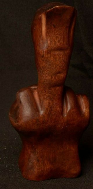 Wooden Hand Middle Finger Figurine Statue