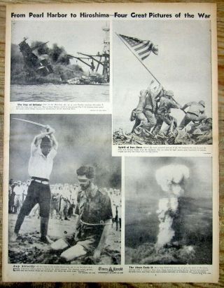 1945 Newspaper Japan Surrenders And War Ends With Most Famous Photos Of Ww Ii