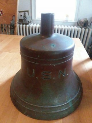 Old U.  S.  N.  United States Navy Brass Nautical Ships Boat Bell 20 Pounds