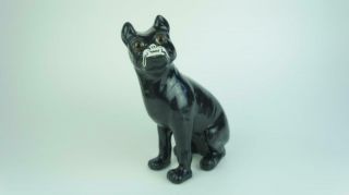 Rare Emile Galle Faience Pug Or French Bull Dog Black